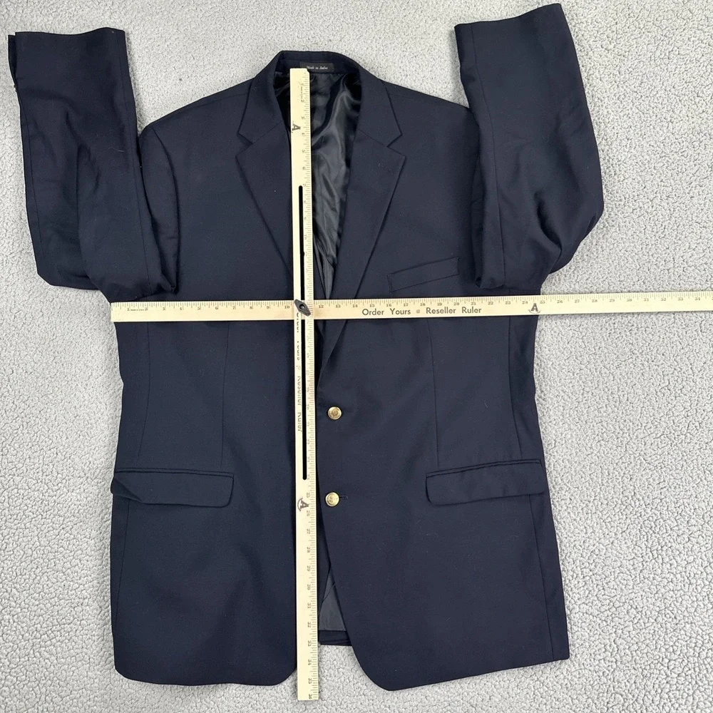 Chaps Gold Button Blazer Men 48L Navy Blue Wool Preppy Sport Coat Jacket